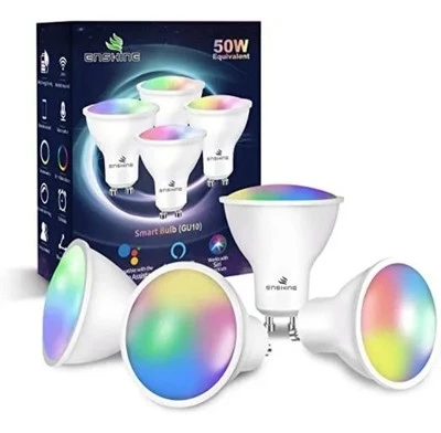 Enshine GU10 Smart Bulb 4 Pack Tunable White RGB WiFi Light Bulbs Alexa Google