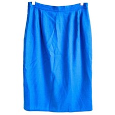 Vintage Harve Benard Pencil Skirt Cobalt Blue Wool Women's Size 8 Midi Length