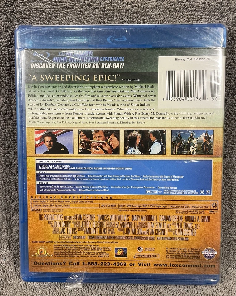 Dances With Wolves [Blu-ray] 20th Anniversary Edition  New. Sealed. - Image 2 of 4