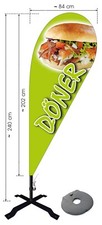 Beachflag Döner ca 240 cm Werbung Banner Flagge Imbiss Fahne Currywurst Pizza