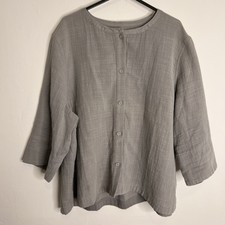 Poetry Jacket 20 Brown Scoop Neck Lagenlook Cotton