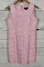 Van Heusen Shift Dress Womens 6 Floral 100%Cotton Natural Career Wear Church