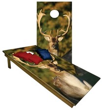 CORNHOLE BEANBAG TOSS GAME w Bags Game Boards Deer Hunters Camo Woods Set