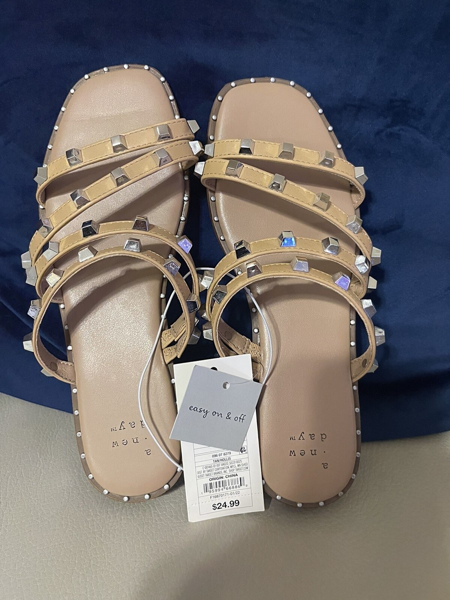 Women's Hollis Embellished Slide Sandals - A New Day Tan 10 | eBay