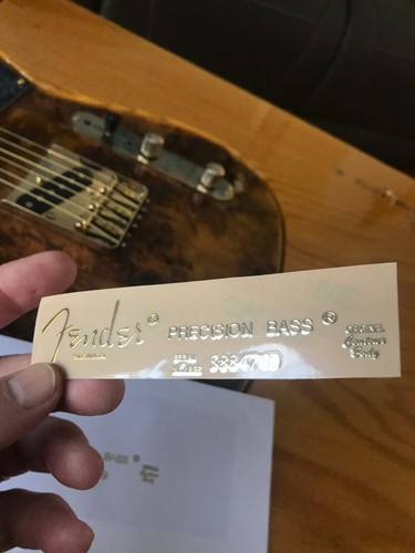 Fender Precision Bass Guitar Decal 3d metal Headstock Restoration Sticker m94b - Picture 5 of 14