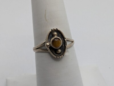 Vintage zarter Sterling Silber 925 Tigerauge Ring Größe 7
