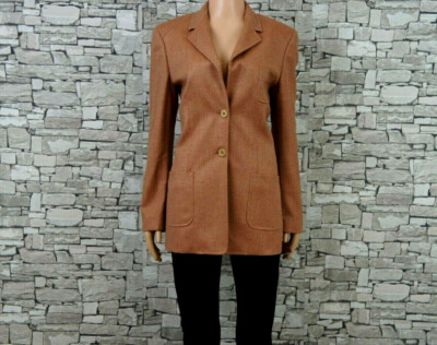 ZANELLA LORO PIANA DAMEN WOLLE KASCHMIR TWEED GEHROCK JACKETT ZIEGEL BEIGE 38
