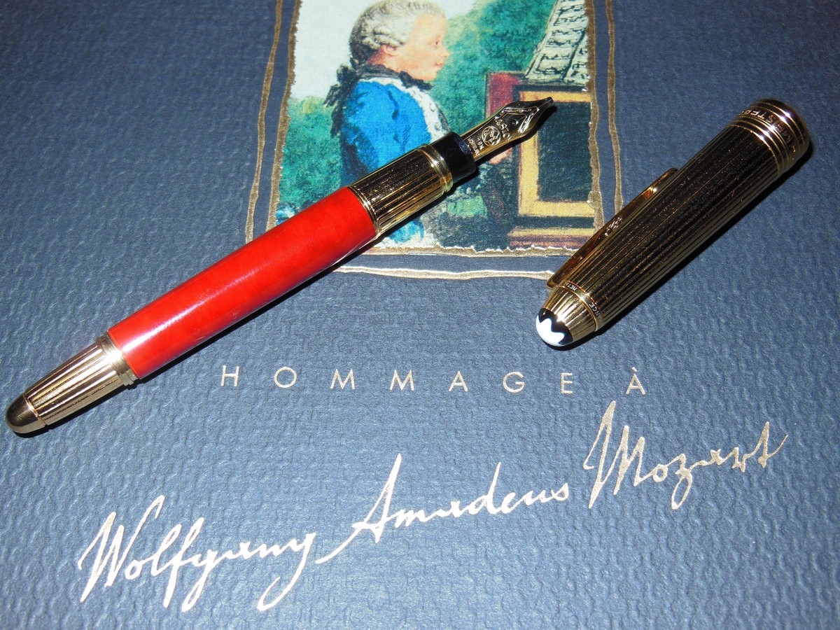 New Montblanc Meisterstuck W.A. Mozart Solitaire Fountain Pen Red
