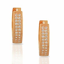 .925 Sterling Silver White Round Crystals CZ Womens Hoop Huggie Earrings