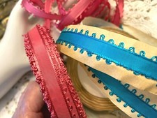 vintage picot 3/8" taffeta edging trim rayon ribbon 1yd made in France