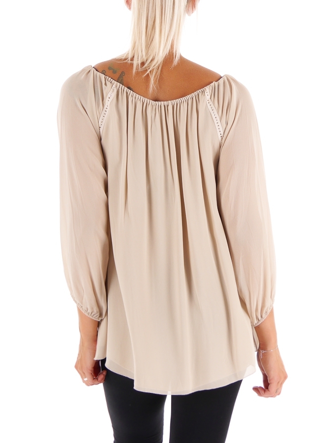 Repeat Tunic Blouse Hanger Dusky Pink Chiffon Elastic Band Rhinestones image 2