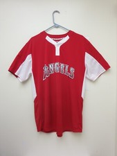 MAJESTIC MLB LA ANGELS Red/White 2-Button COOL BASE JERSEY SHIRT Men's L