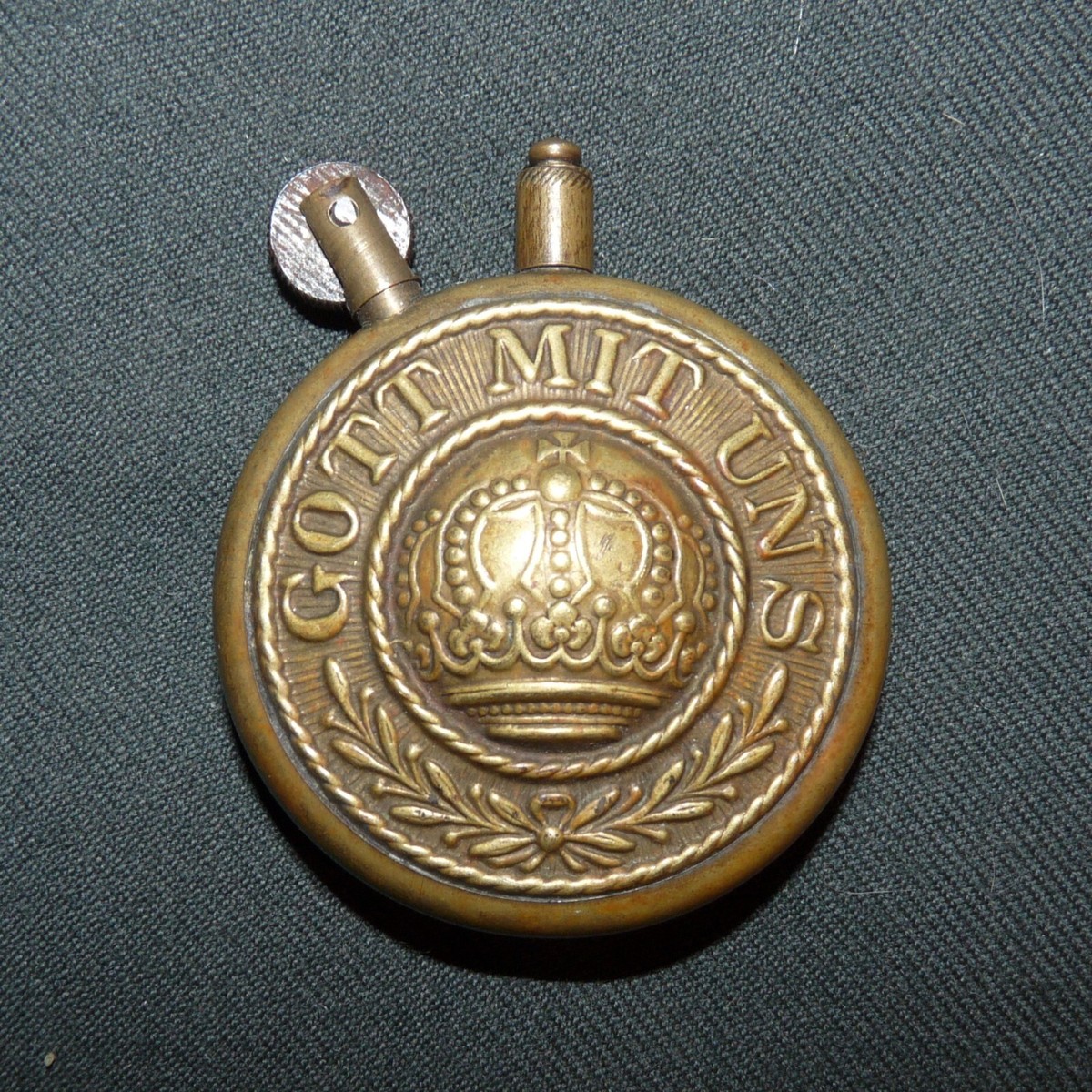 Original WW1 German Imperial Army Brass Trench Lighter - Gott Mit
