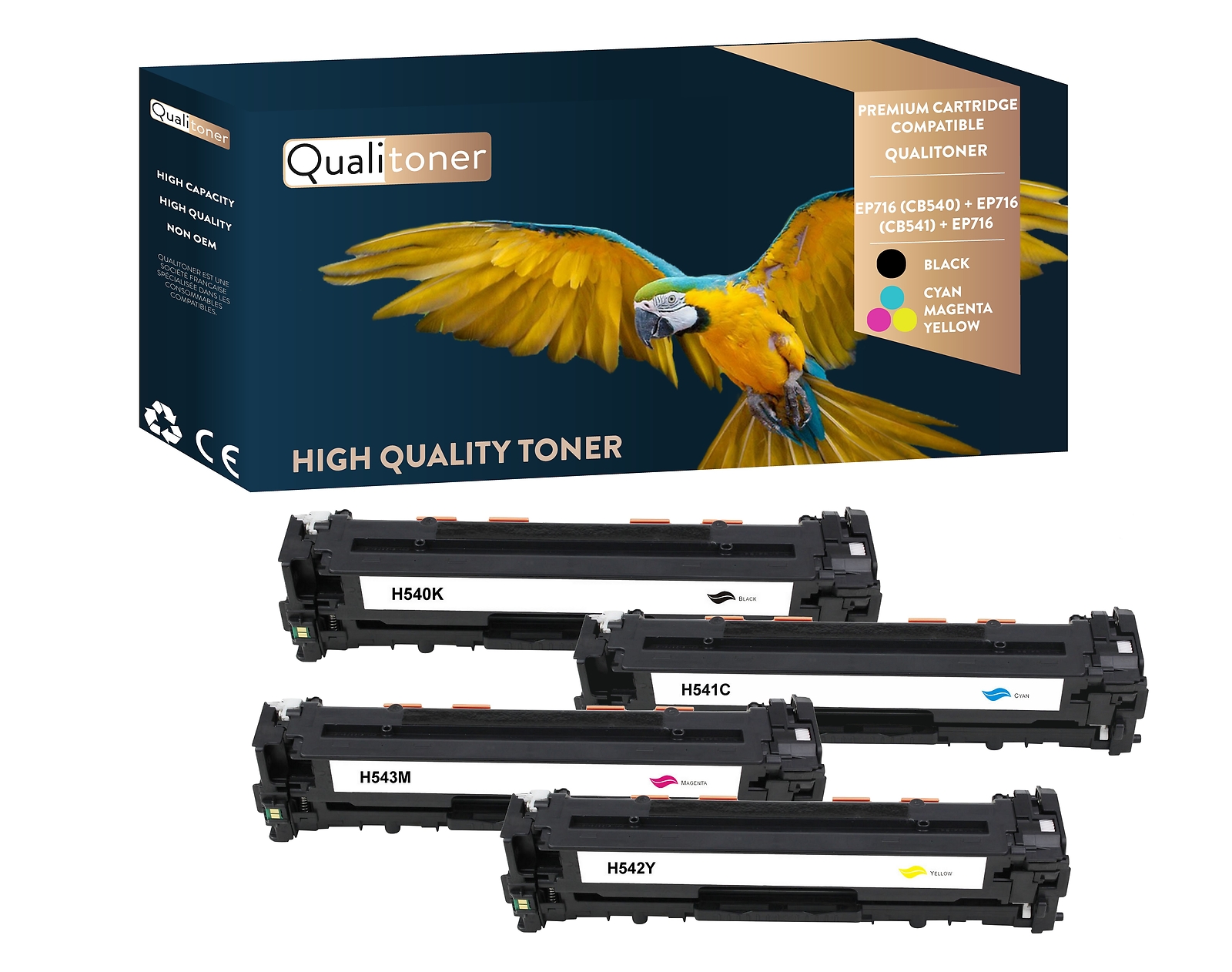 Toner Canon EP716 noir et couleurs CB540 multipack de 4 cartouches Qualitone