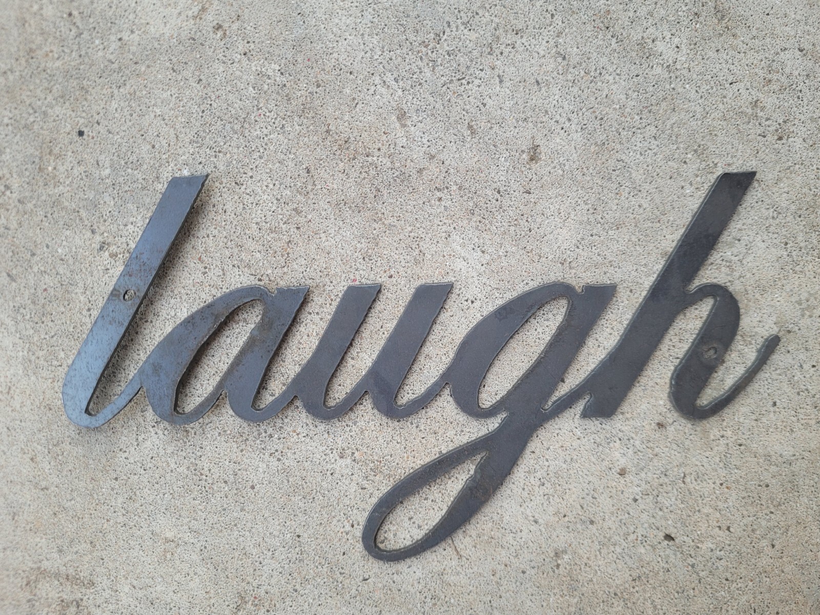 LAUGH Metal Wall Art Word Quote Metal Sign Decor, Steel rustic home
