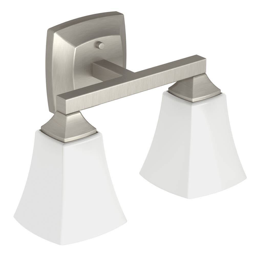 Moen YB5162 Nickel Voss 14"W 2-Light Reversible Bathroom Vanity Light Fixture