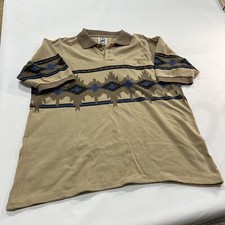 Vtg Rodeo Active Aztec Navajo Polo Shirt Sz Large Western Rodeo Fashion