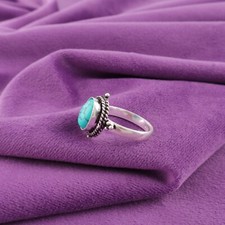 Blue Turquoise Gemstone 925 Sterling Silver Jewelry Ring For Friendship Day Gift