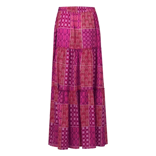 Bohemian Rock Patchwork Langrock Boho Ethno Print Maxi Retro A-Linie Plissee - Bild 5 von 40