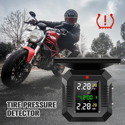 Motorcycle TPMS Tire Pressure Monitoring System Solar Wireless