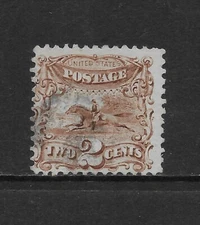 UNITED STATES  SCOTT 113 USED FINE - 1869 2c BROWN ISSUE - POST HORSE & RIDER