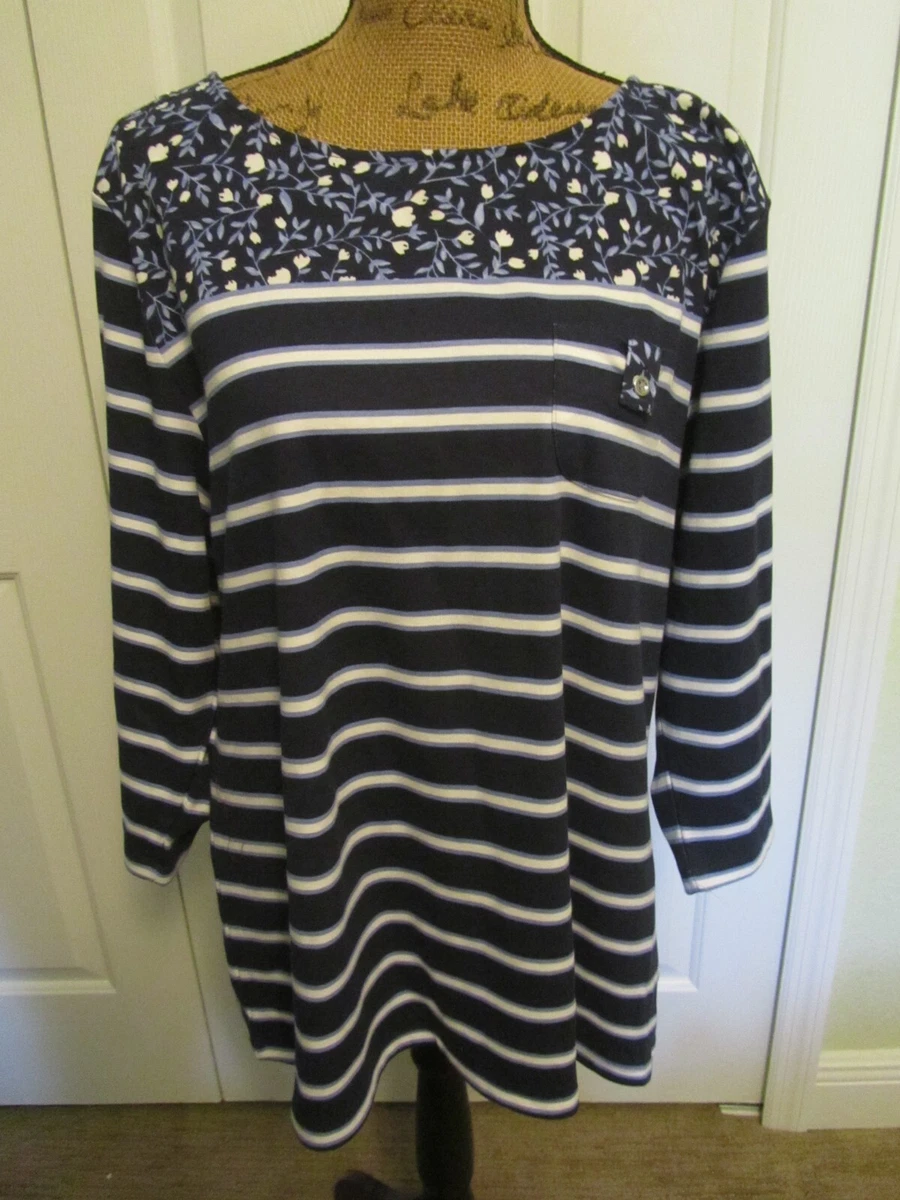 Top Manica Lunga Karen Scott Taglie Forti – Blu – 2X – Cotone 100%