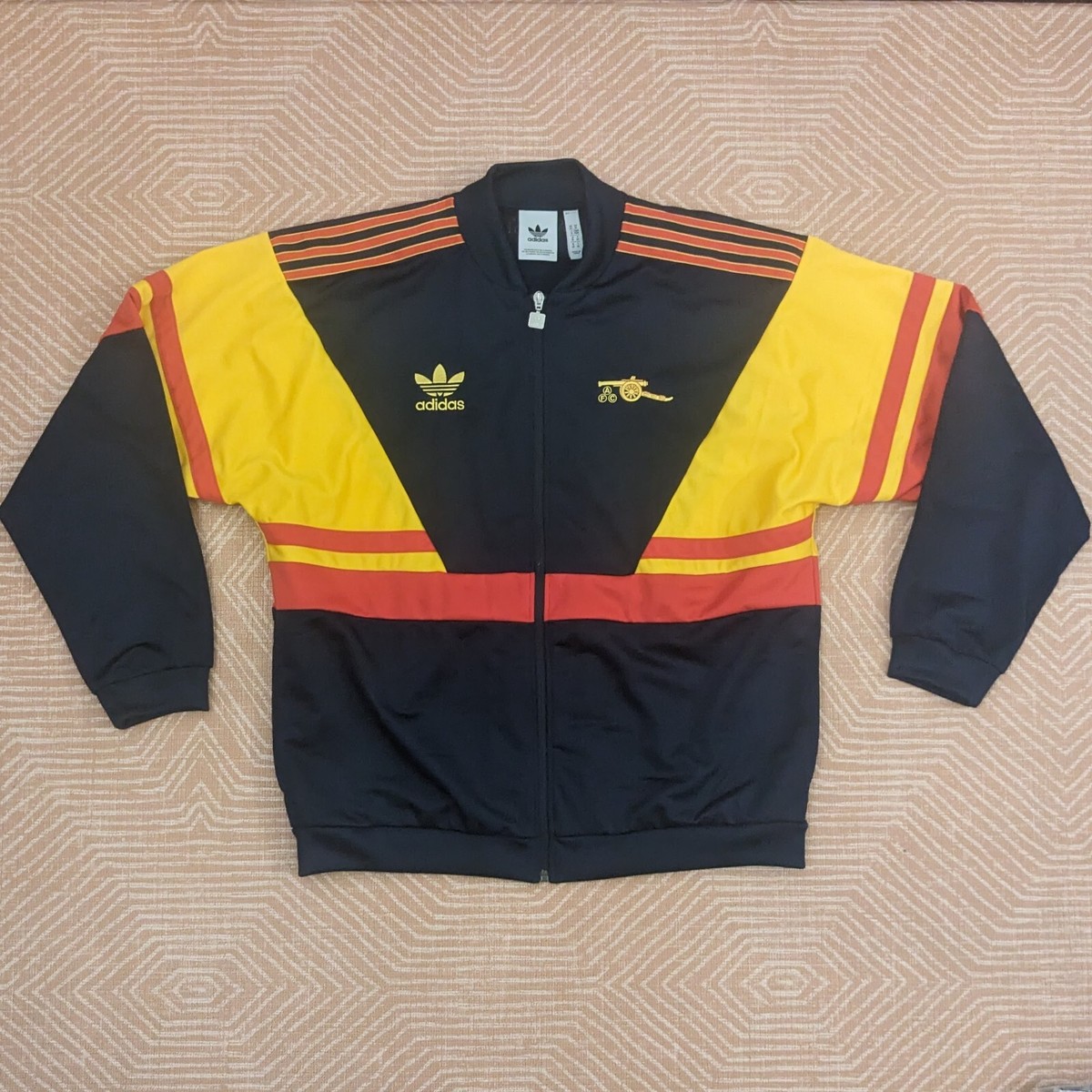M (L XL) Adidas Originals Arsenal Track Top Jacket Collegiate Navy Ray  Yellow