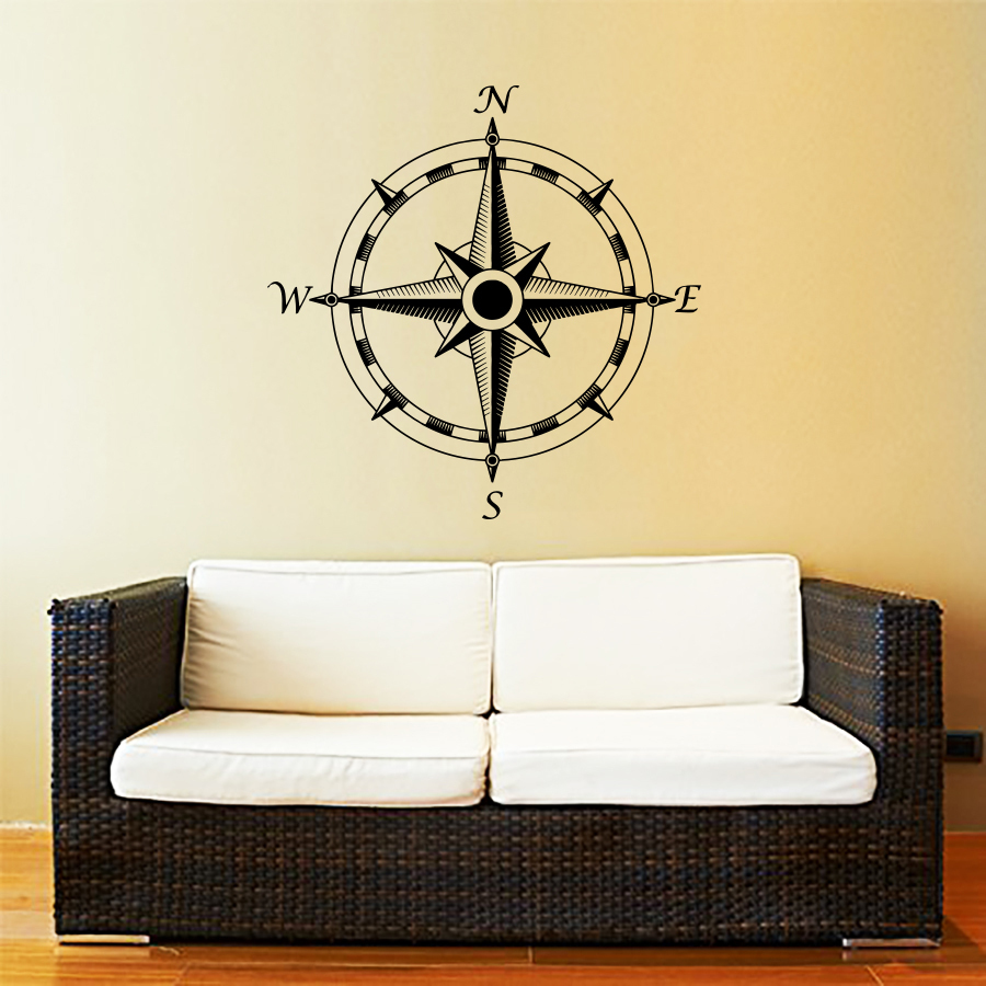 Compass Wall Decal Nautical Rose Navigate Vinyl Sticker