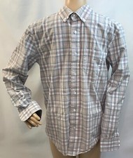 GEORGE Men's Classic fit gray plaid Button Down dress Shirt, Size S 34-36
