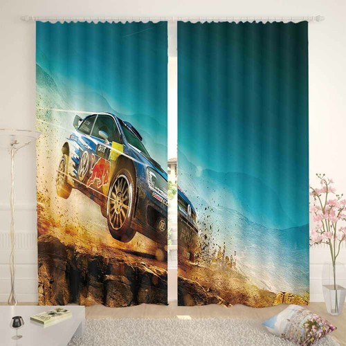 Car Breaking Through Mud 3D Blockout Photo Print Curtain Fabric Curtains Window - Imagen 3 de 10