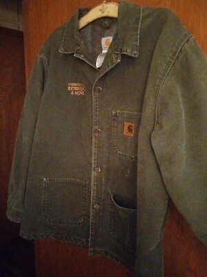 Vtg Carhartt RN 14806 Wool Lined Work Men's Duck Green Canvas