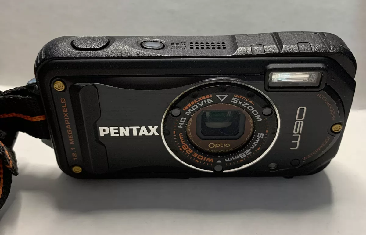 Pentax Optio W90 12.1MP Digital Camera - Black - Used, Working With Case
