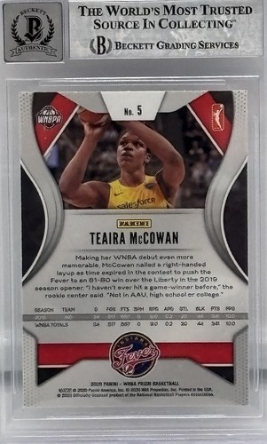 Teaira McCowan Signed 2020 Panini Prizm WNBA #5 BAS Autograph Grade 10 Card - Picture 2 of 2