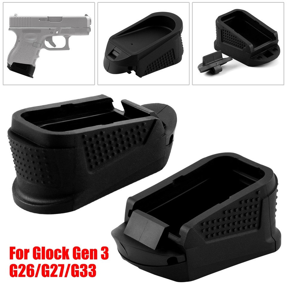 2 Or 4 Pack Magazine Base Plate Extension For Glock 42 – Adds +2 Rounds, Black Polymer