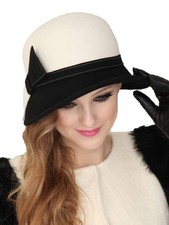 Wide Brim Wool Felt Hats Bow Bowler Fedora Hat for Women Ladies Femme Wedding...