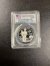 2018-W $100 American Platinum Eagle Life 1 Oz Platinum PR70 DCAM PCGS *0643 3995.00 per troy oz