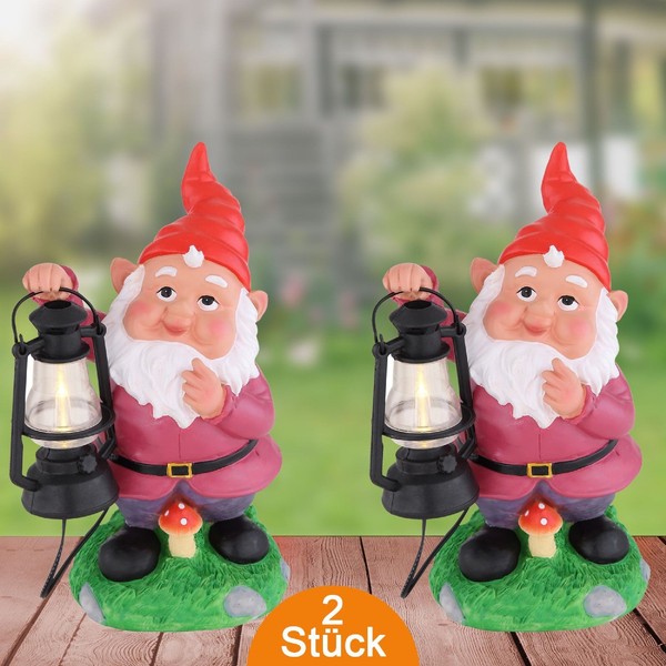 Luxus Led Gartenzwerg 2Er Set Solarlampe Solarleuchte AußEnlampe Figur 80432823-image