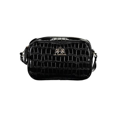 La Martina Black Polyurethane Women Shoulder Bag 100% Authentic - LA-20567