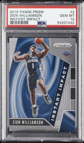 2019 PANINI PRIZM INSTANT IMPACT #2 ZION WILLIAMSON ROOKIE RC PSA 10