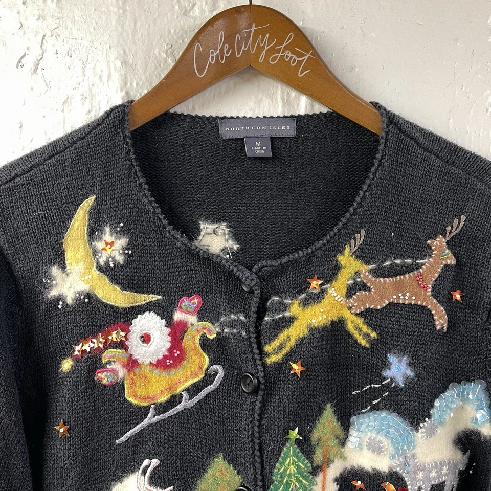 Not So Ugly Christmas Sweater Northern Isles M Colorful Around The World Santa - Image 2 of 4