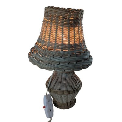 Korbgeflecht Tischlampe Vintage Rattan Boho rustikal traditioneller Stil CB48 V