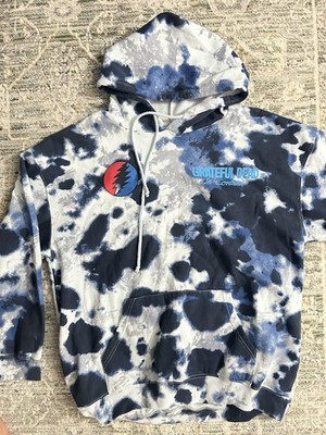 GRATEFUL DEAD Tie Dye Logo Licensed Hoodie XL Navy Blue Gray
