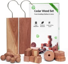 Cedarwood Moth Repellent 28pcs 100% Natural Moth Balls Hanging Clothes Rings