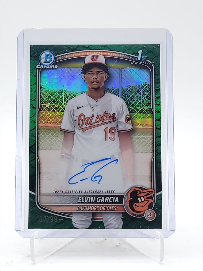 ELVIN GARCIA 2025 BOWMAN CHROME 1ST GREEN REPTILIAN AUTO /99 Q4060