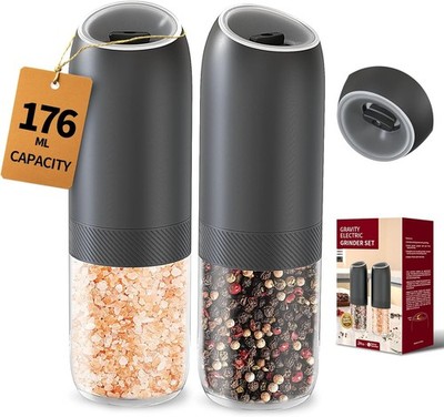 CIRCLE JOY Gravity Electric Salt and Pepper Battery Operated Set - Black 