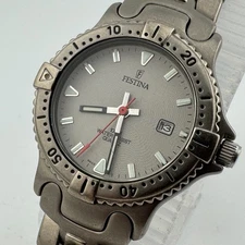 Festina Quartz Watch Women 100m Rotating Bezel Titanium Date New Batter 6.25"