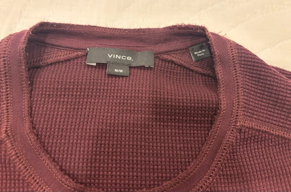 Camiseta térmica de manga larga Vince para hombre, M, vino borgoña granate Foto 2 de 4