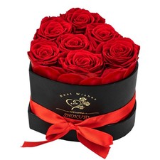 New 7-Piece Preserved Fresh Roses in Heart Box-Forever Flowers Birthday Gift for