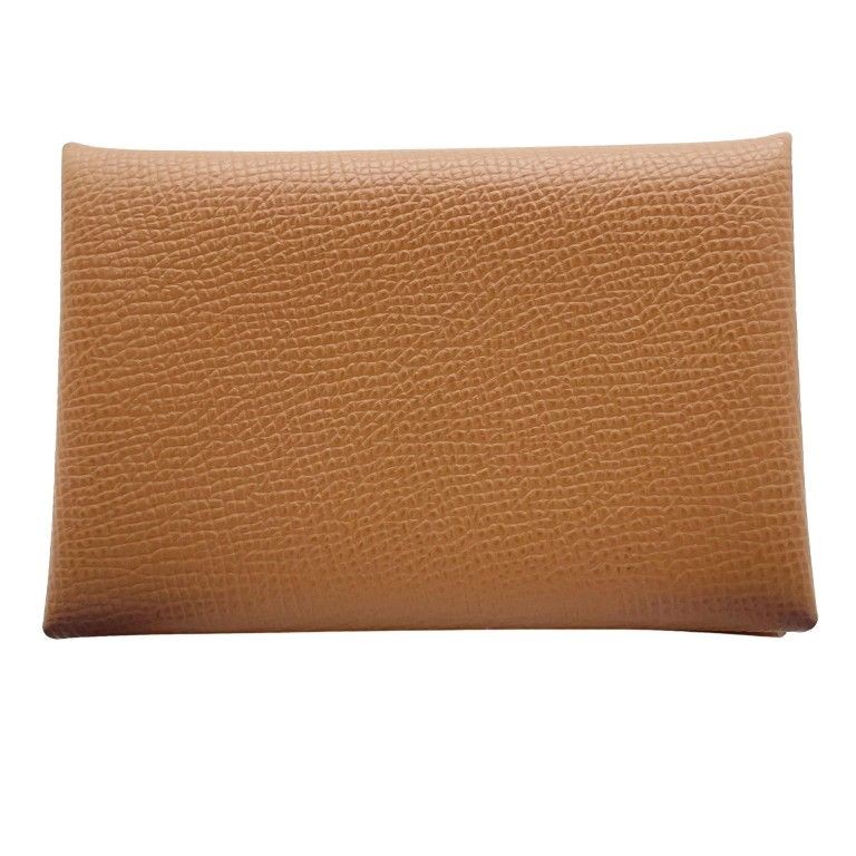 Hermes Calvi Card Case Gold Epson Leather Unisex 2.8in x 3.9in Pre-owned
