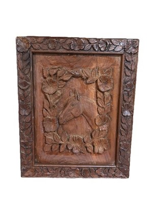 Vtg Folk Art Carved Horse Original F L Collins Mississippi Wall Art Equestrian